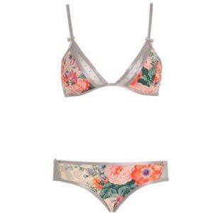 Zimmermann Mesh panel floral triangle bikini Sz 2